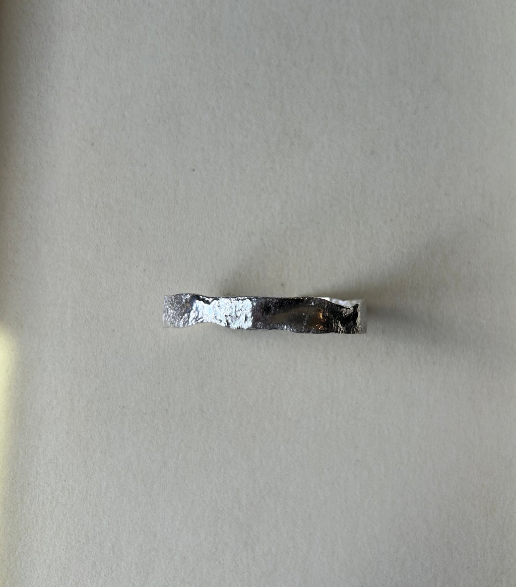 Sterling Silver Melted Abstract Modern Cuff Bracelet