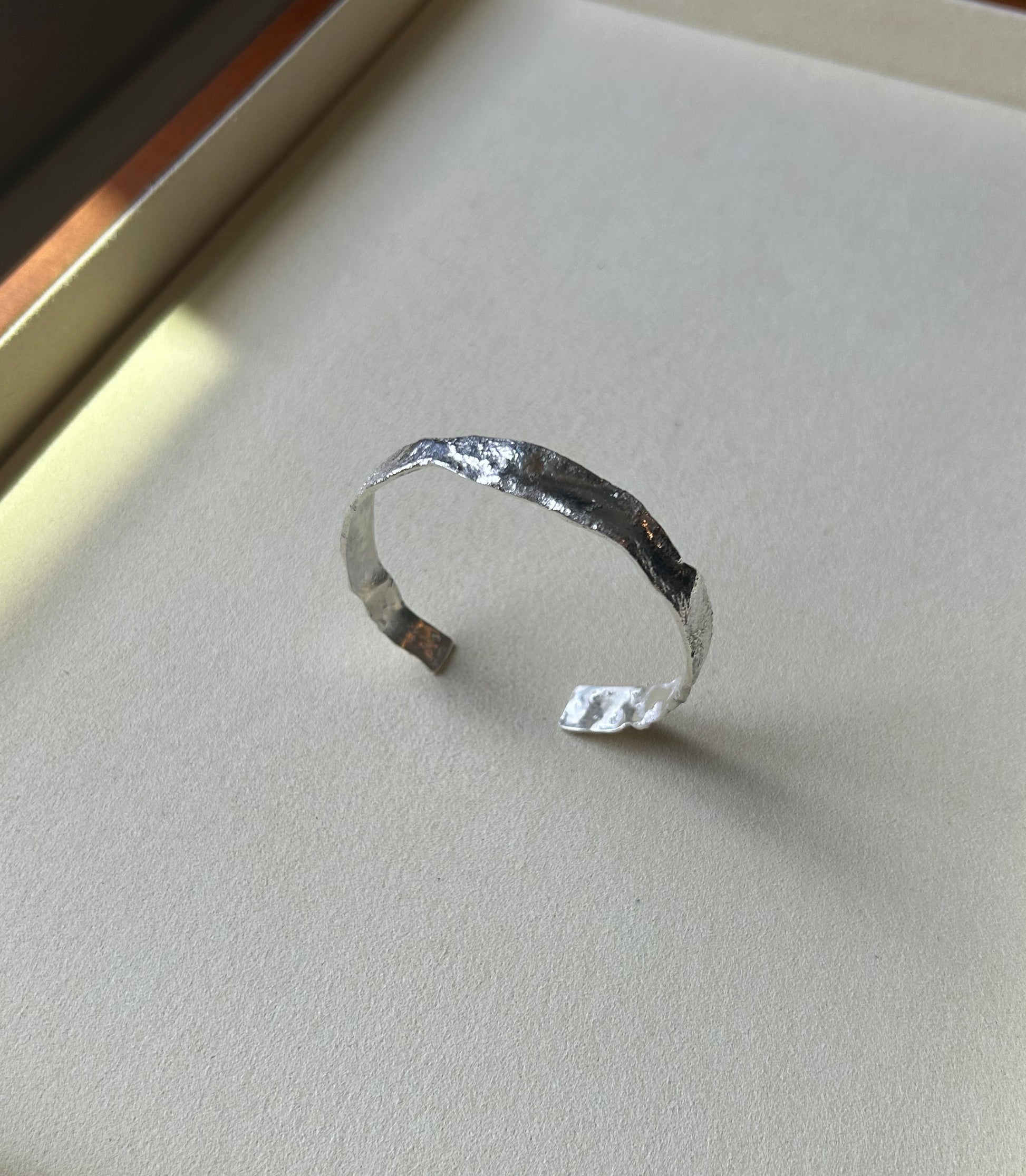 Sterling Silver Melted Abstract Modern Cuff Bracelet