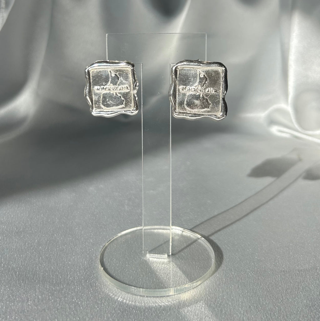 Sterling Silver Block Island Stamp Earrings