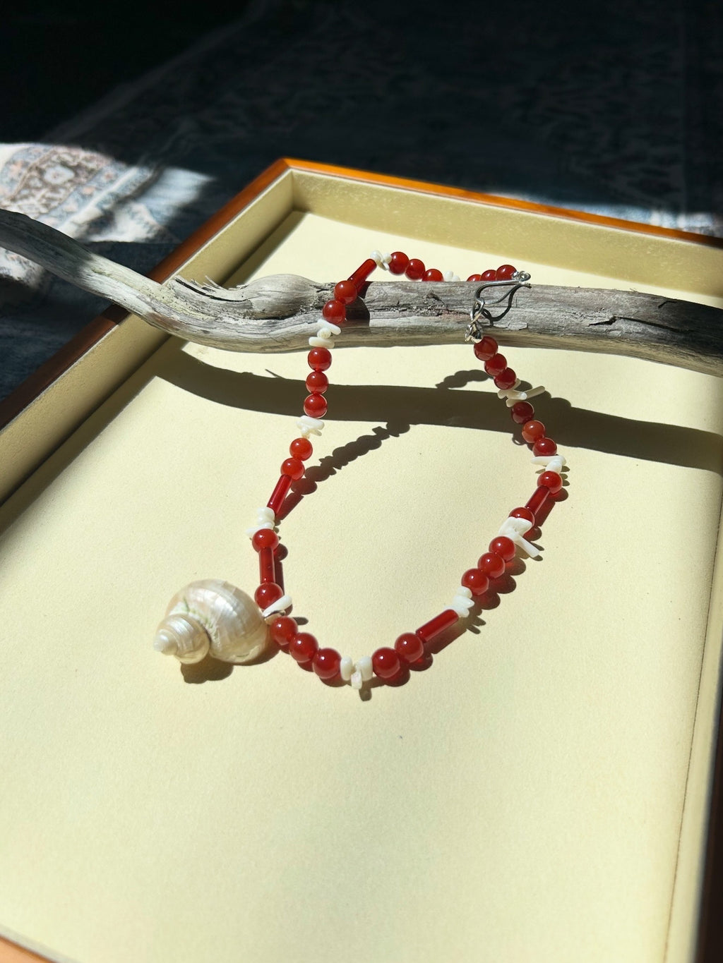 Carnelian Agate Pearl Necklace