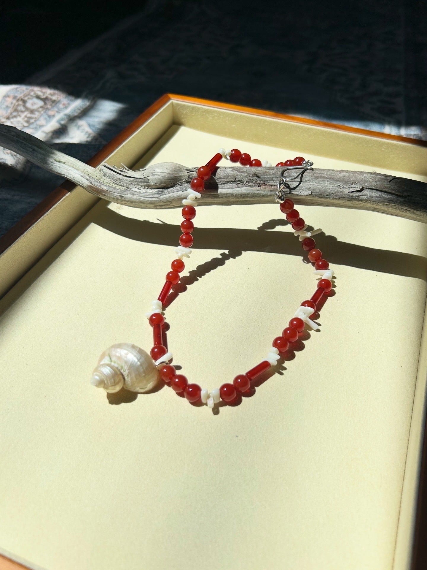 Carnelian Agate Pearl Necklace