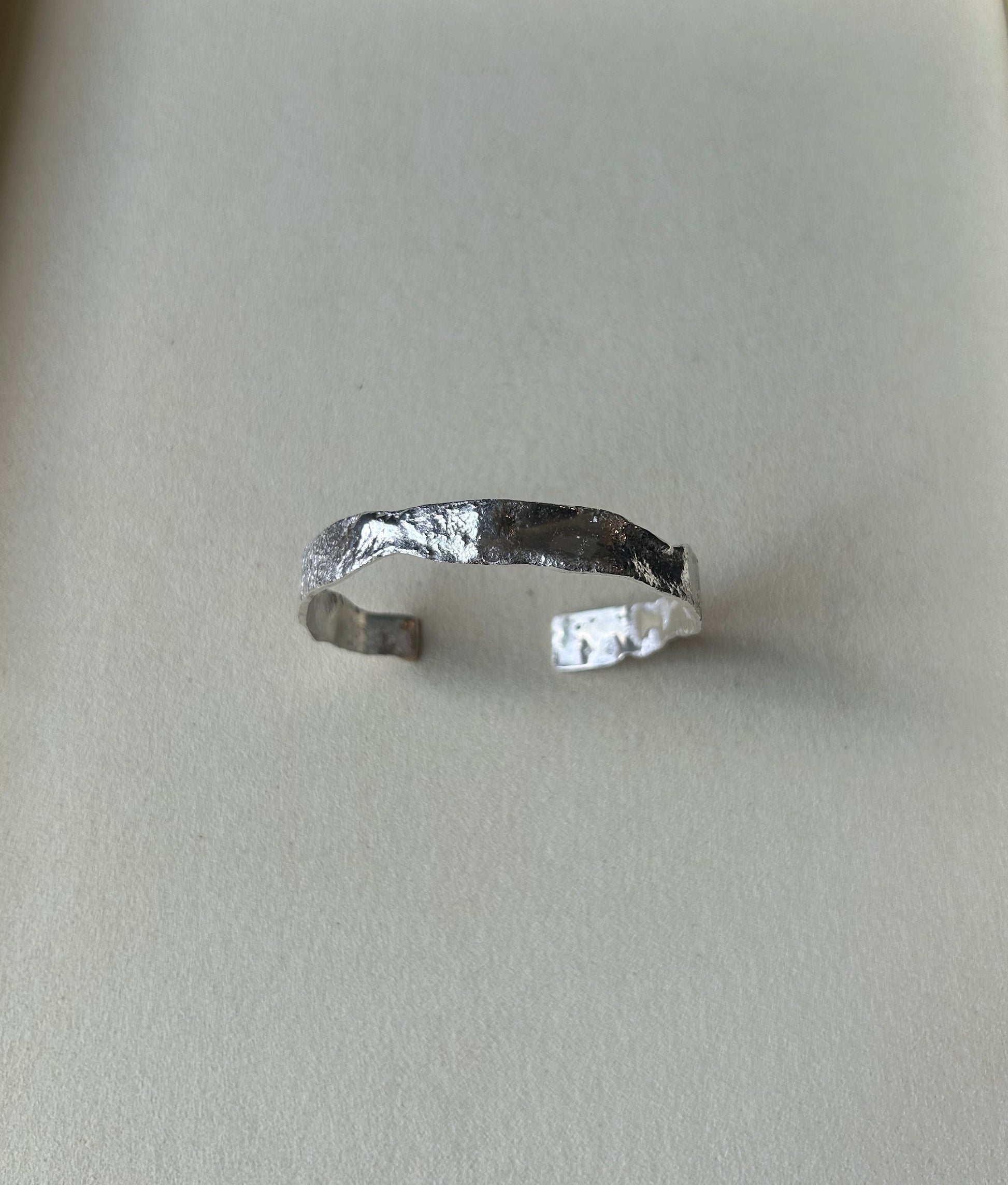 Sterling Silver Melted Abstract Modern Cuff Bracelet