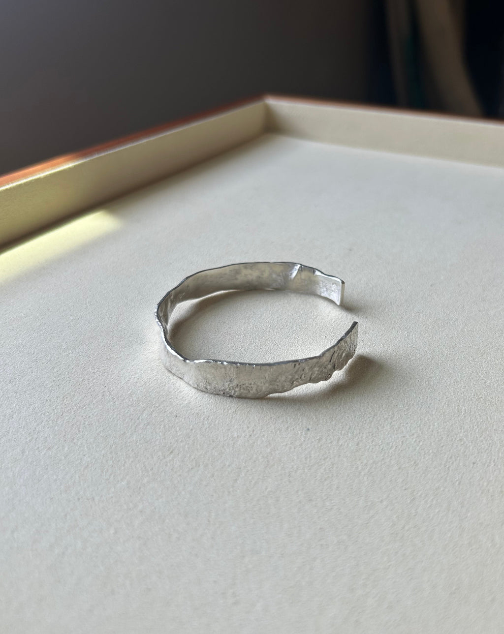 Sterling Silver Melted Abstract Modern Cuff Bracelet