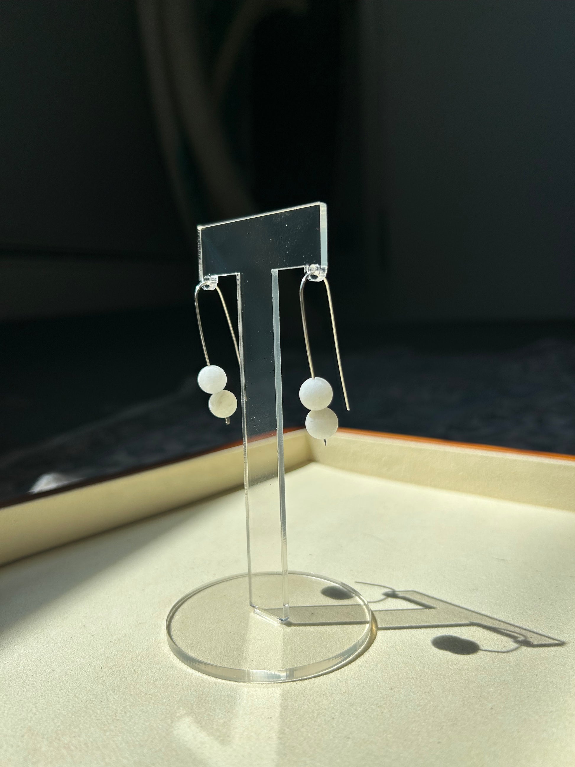 White Moonstone Earrings