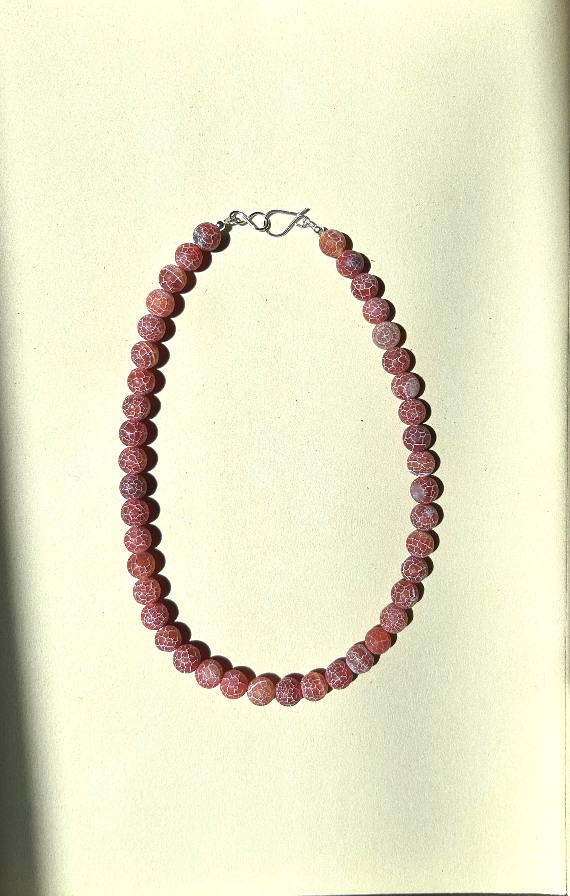 Red Vein Beaded Necklace