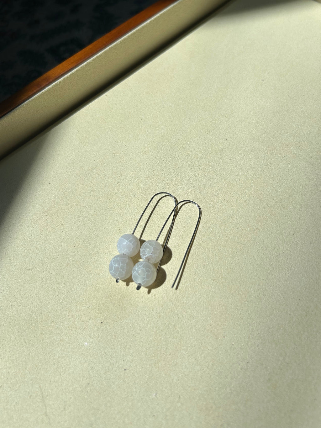 White Vein Agate Earrings