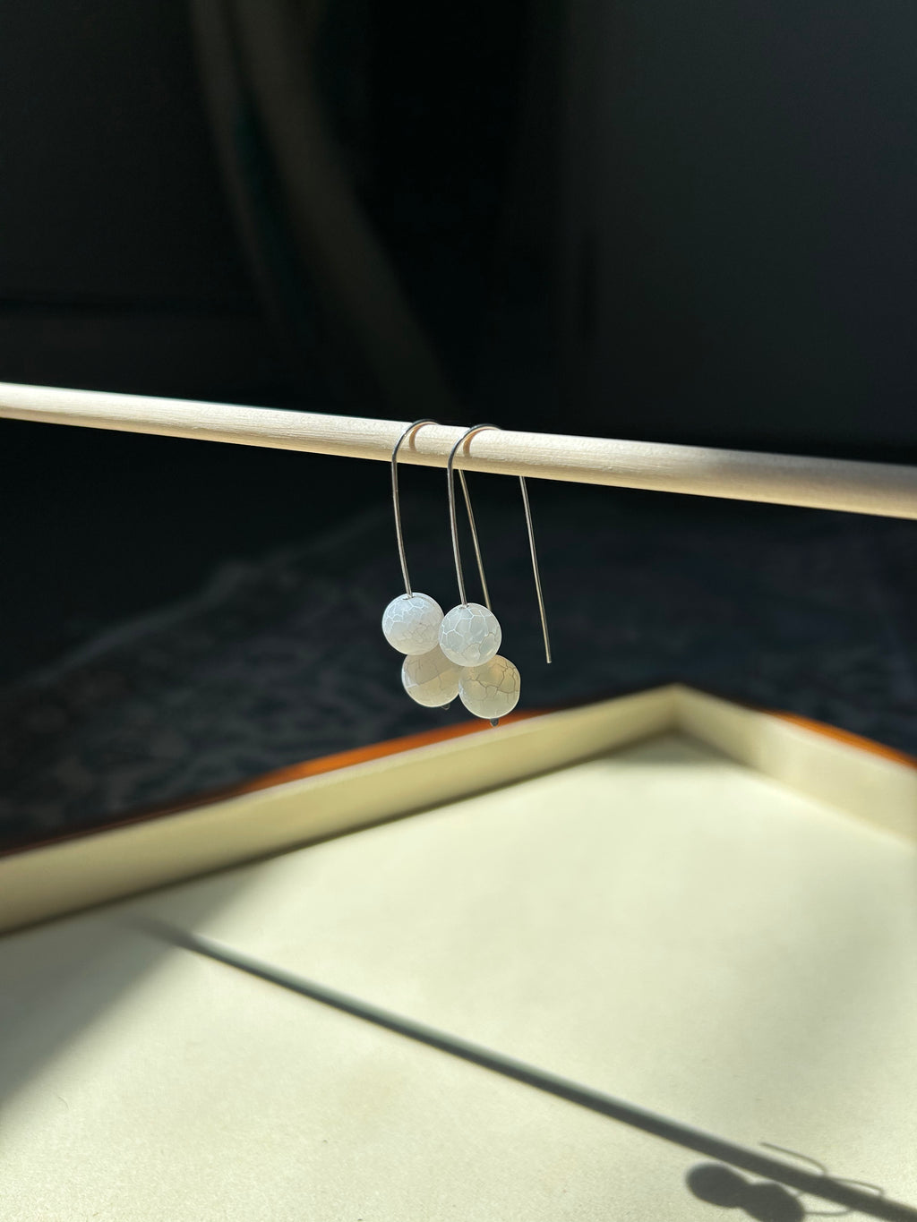 White Vein Agate Earrings
