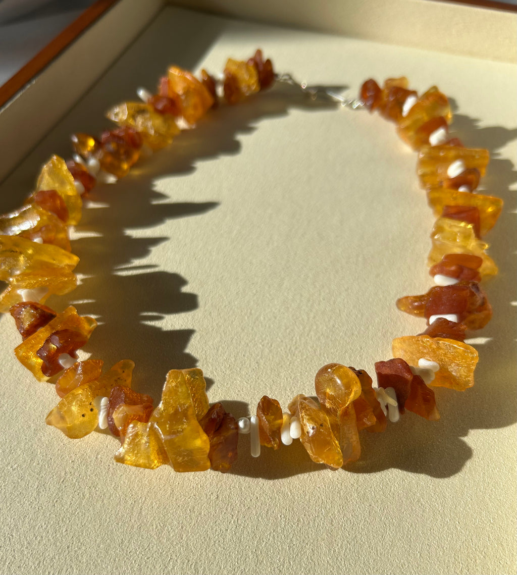 Raw Amber Chip Necklace