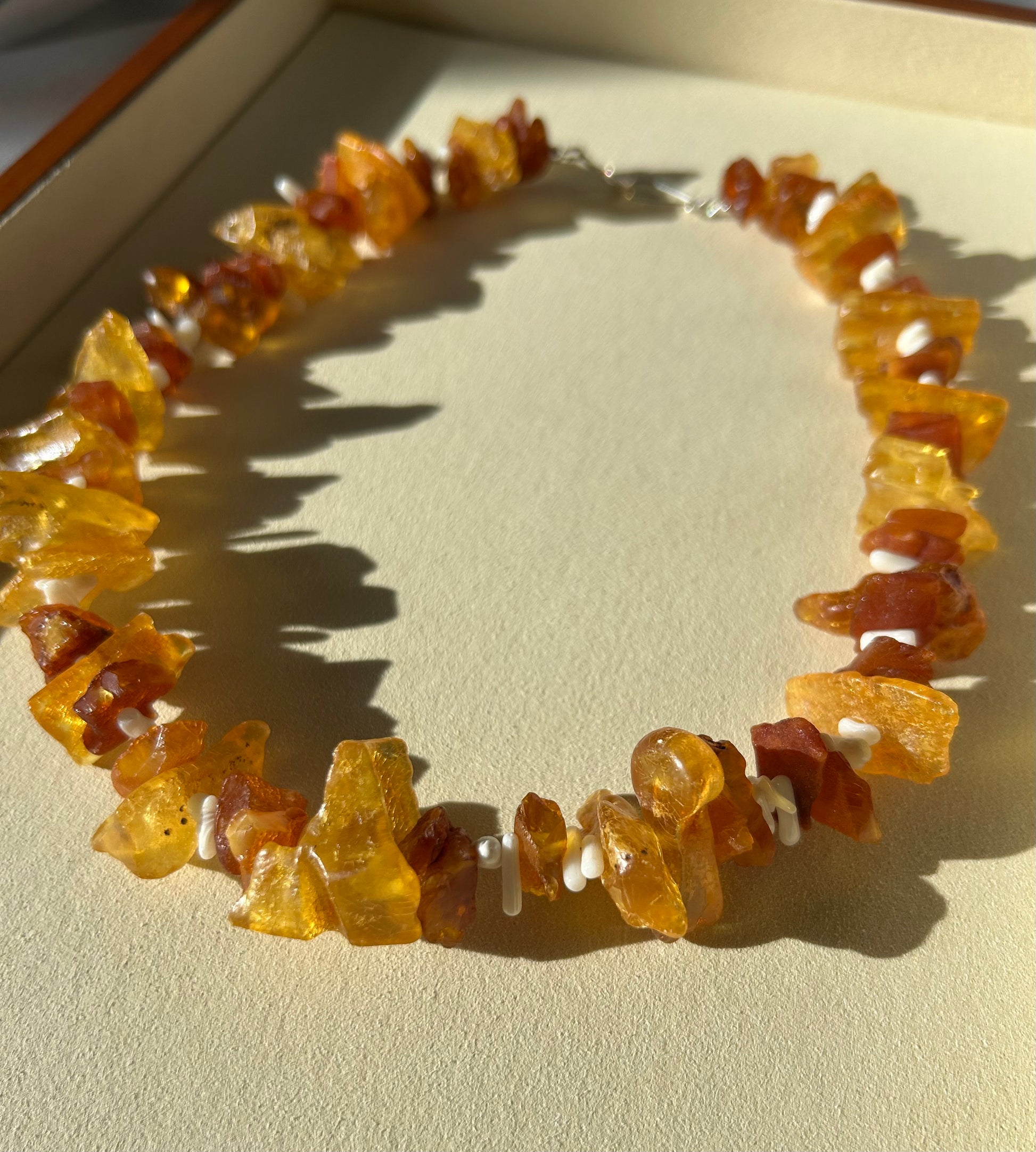 Raw Amber Chip Necklace
