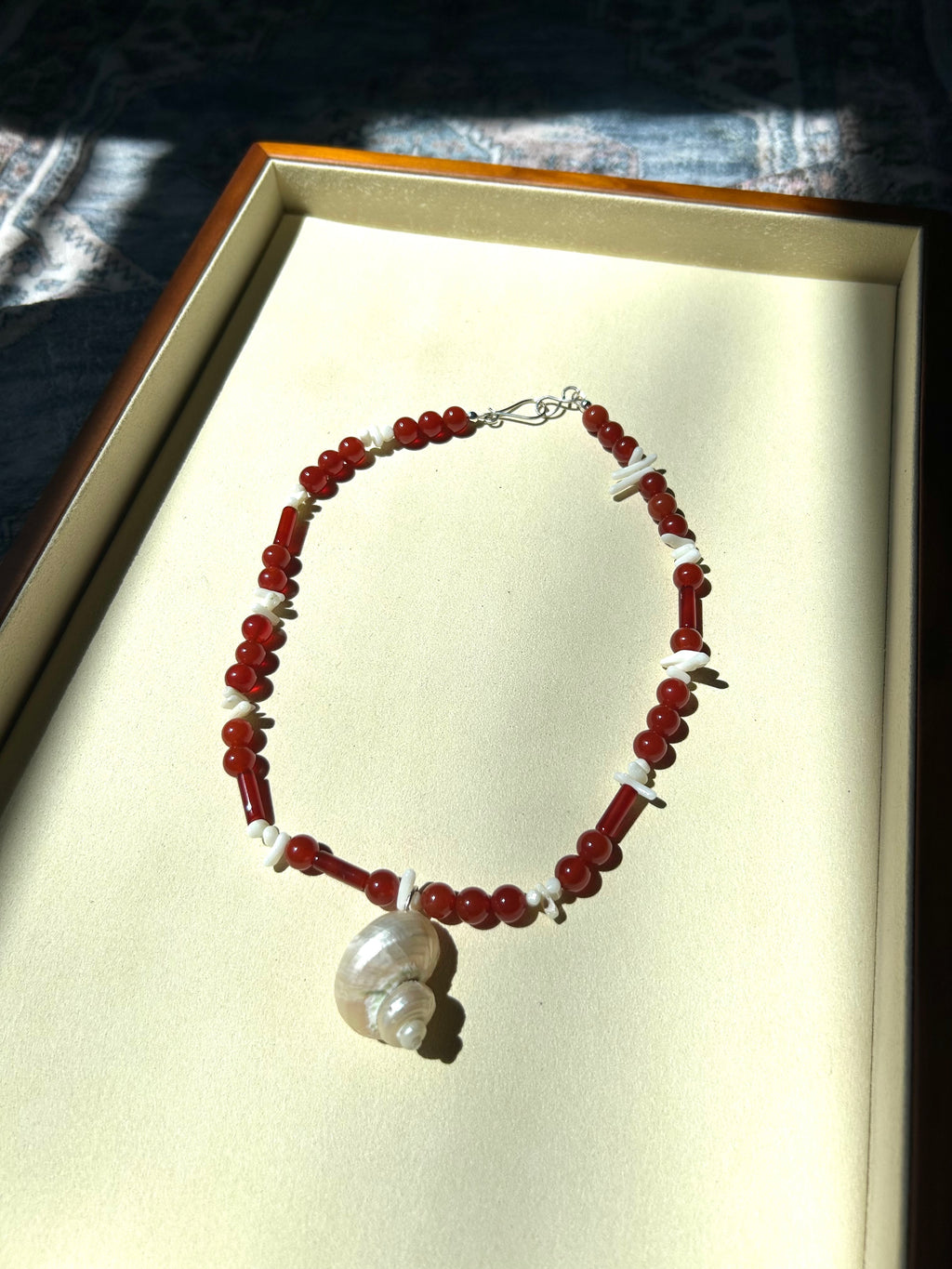 Carnelian Agate Pearl Necklace
