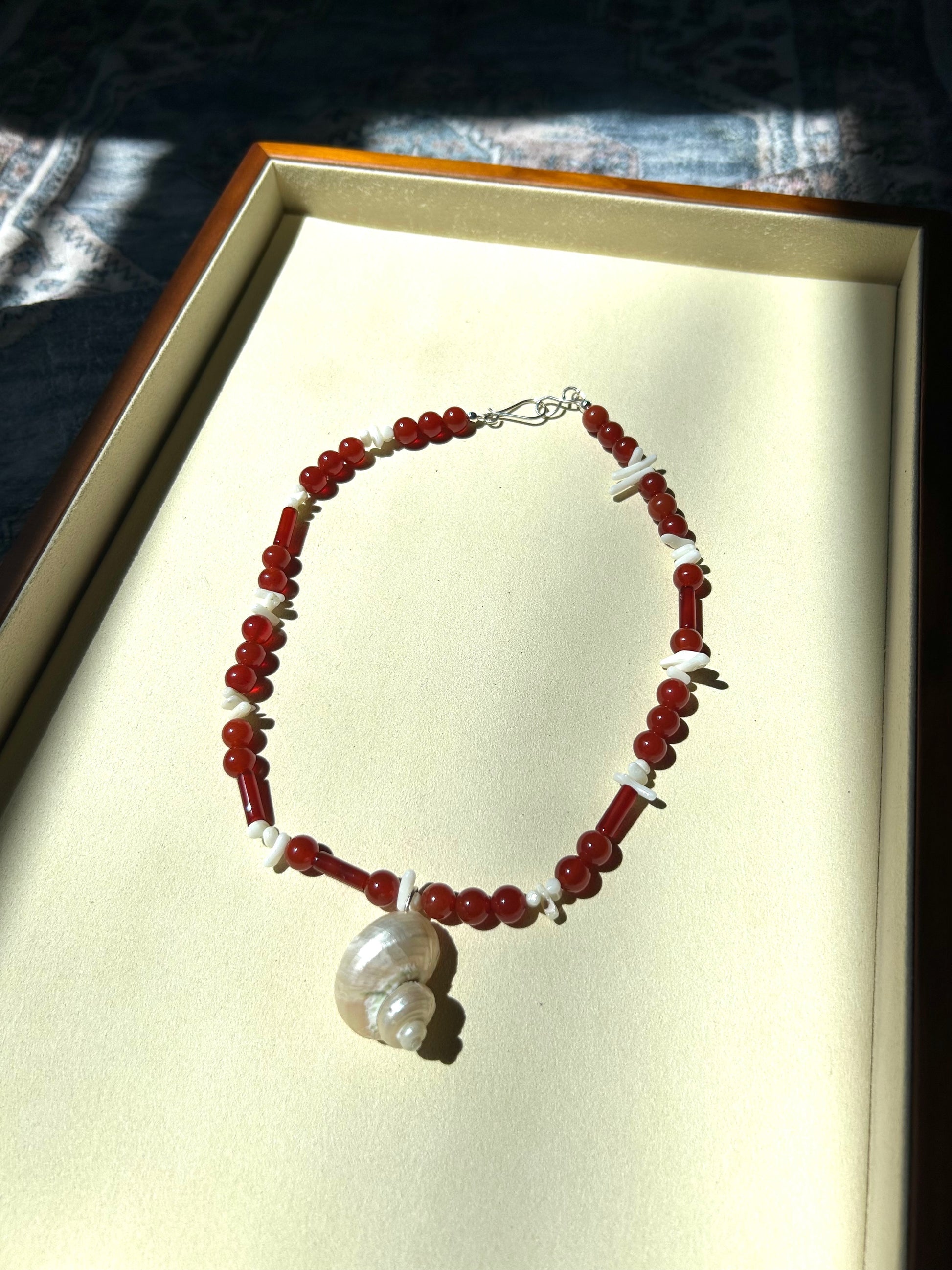 Carnelian Agate Pearl Necklace