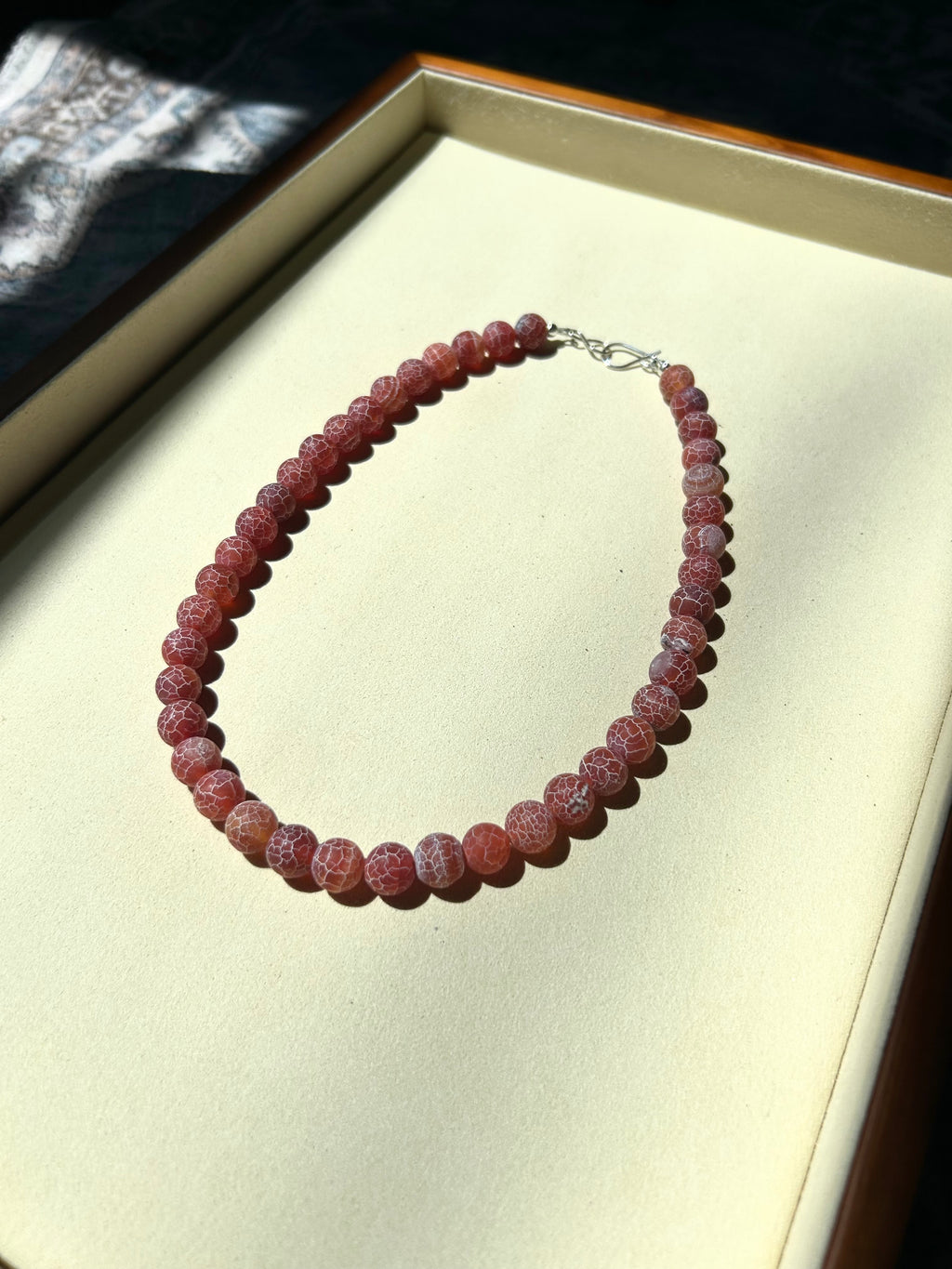 Red Vein Beaded Necklace
